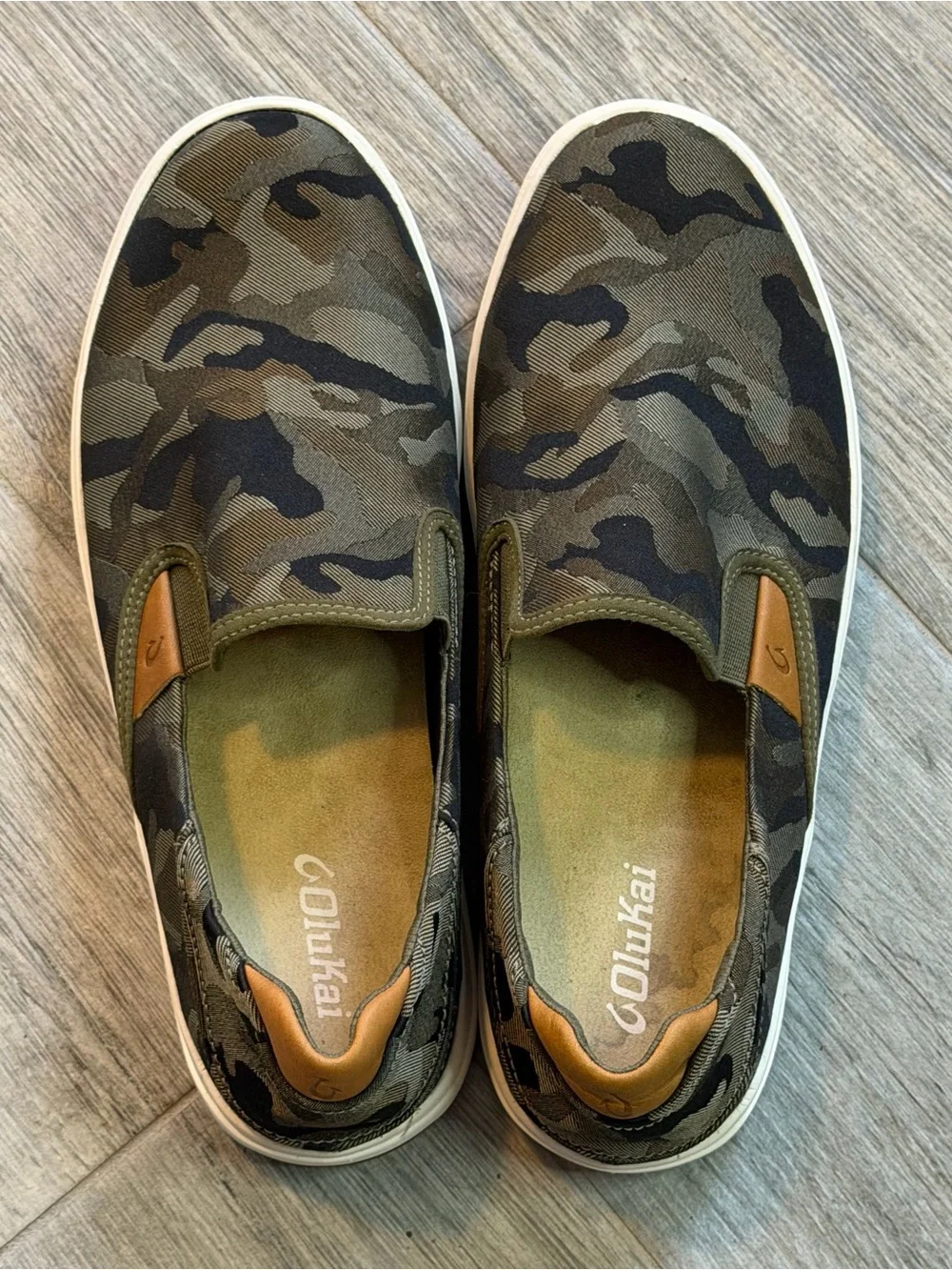 Olukai Lae'ahi Pa'i Men's Shoes Husk Camo Green Black Size 11 Breathable Woven